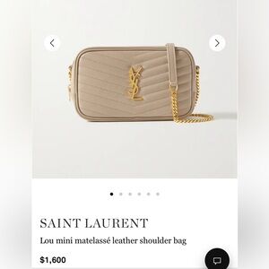 Saint Laurent Beige Lou Mini Matelassé Leather Shoulder Bag